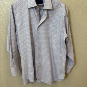 David Donahue Gray Checkered Button Down Shirt